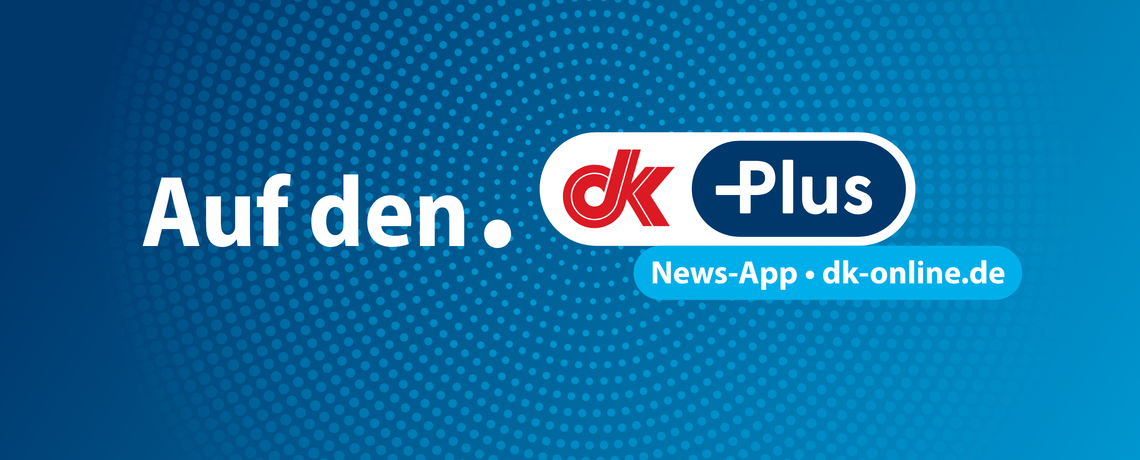 Grafik mit dk-Plus-Logo, dem Schriftzug „Auf den Punkt.“ und Hinweis auf News-App und Website dk-online.de.