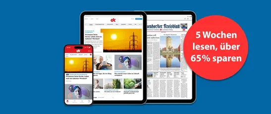 Abbildung der digitalen Produkte des Delmenhorster Kreisblattes mit dem Text "5 Wochen lesen, über 65% sparen" 