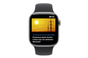 Smartwatch mit geöffnetem App-Menü 